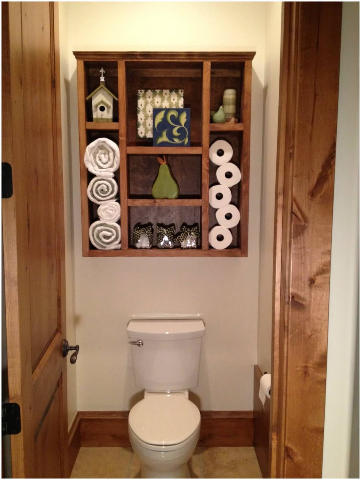 Wood Crate Shelf | Best Over the Toilet Storage Ideas for Bathroom