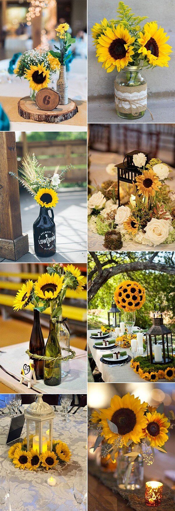 Sunflower Wedding Centerpiece Ideas | Creative & Rustic Backyard Wedding Ideas For Summer & Fall