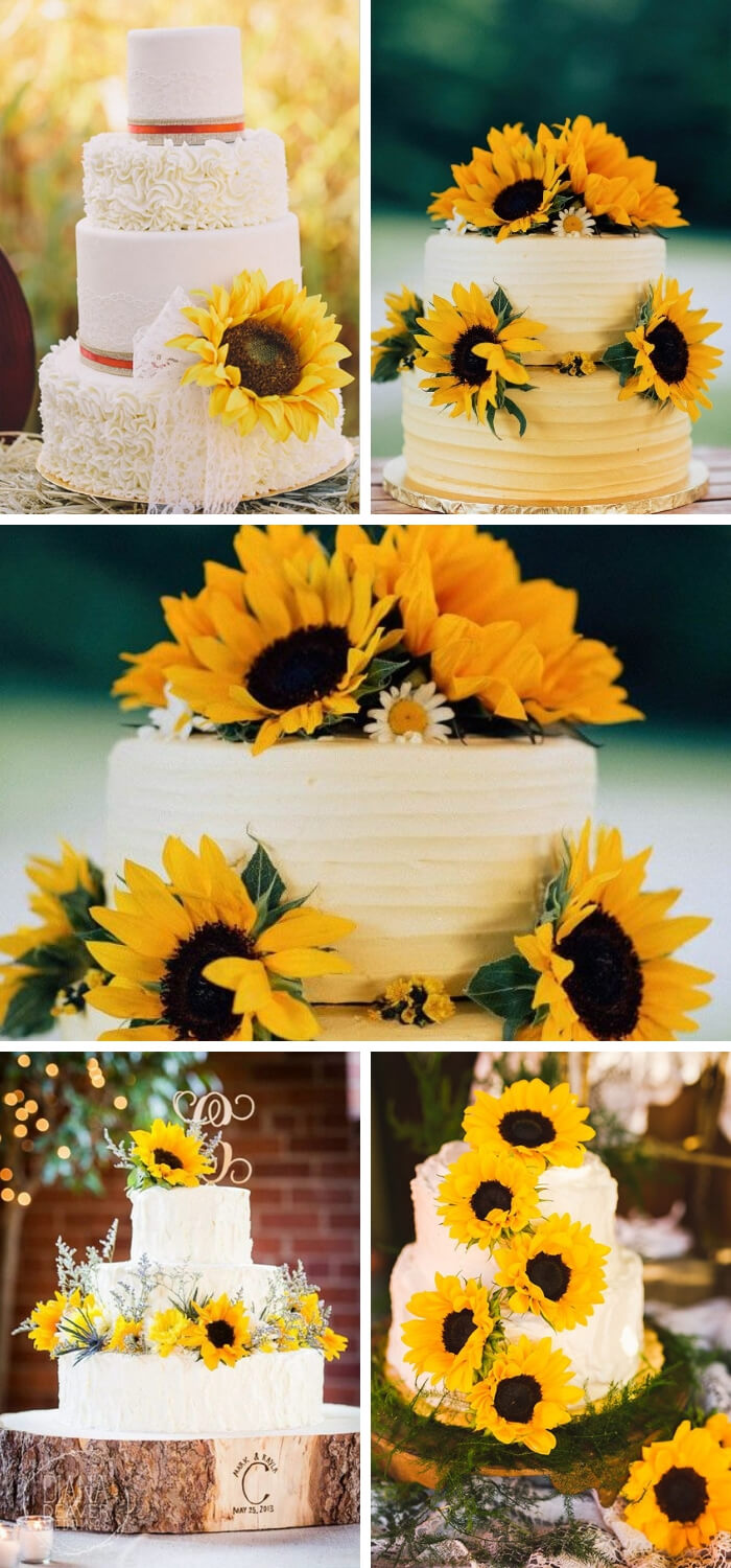 Sunflower Wedding Cake | Creative & Rustic Backyard Wedding Ideas For Summer & Fall