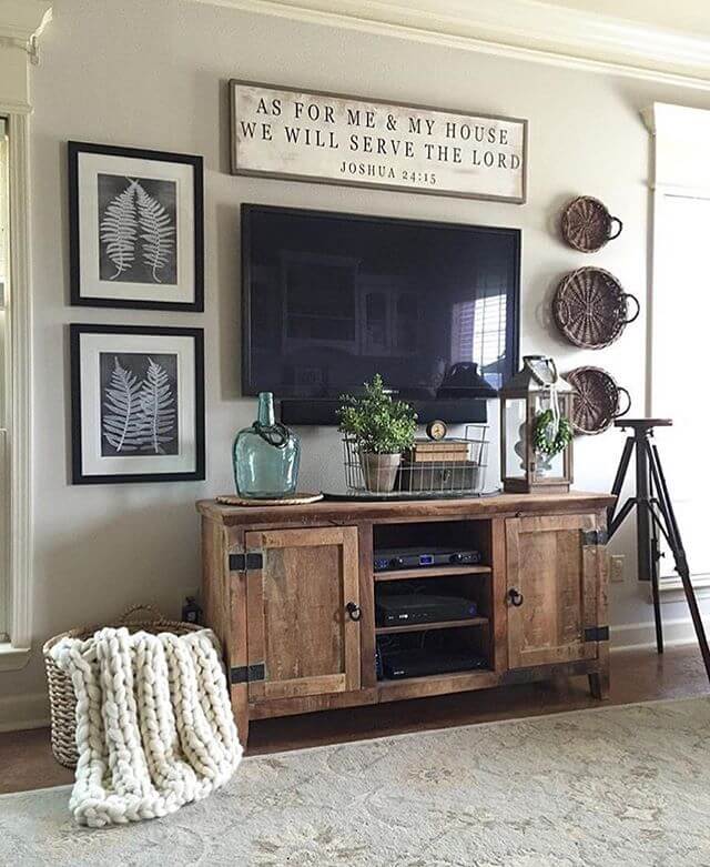 Wooden Cabinet | Best Farmhouse Living Room Decor & Design Ideas