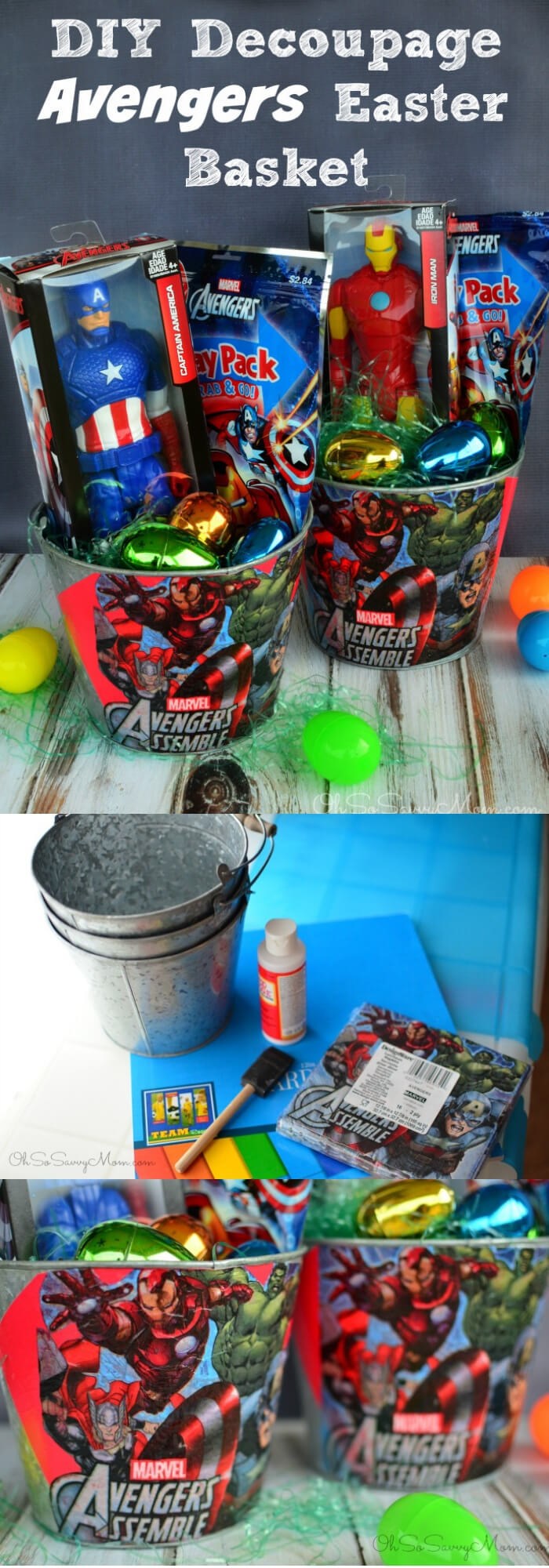 Decoupage DIY Avengers Easter Basket | Fun & Creative Easter Basket Ideas