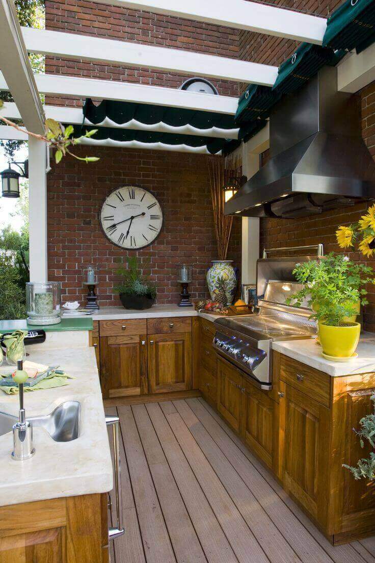 Wood Kitchen With Canopy | DIY Outdoor Kitchen Ideas (Cheap, Simple, Modern, and Country)