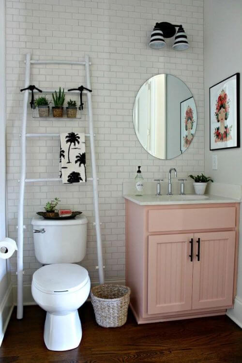Ladder for hanging towels | Best Over the Toilet Storage Ideas for Bathroom