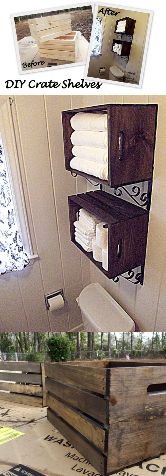 DIY Crate Bathroom Shelf | Best DIY Wood Crate Projects & Ideas