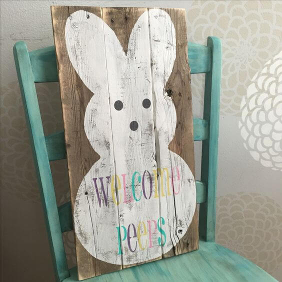 Pallet wood 'Welcome Peeps' Easter Sign | Best Easter Porch Decorating Ideas
