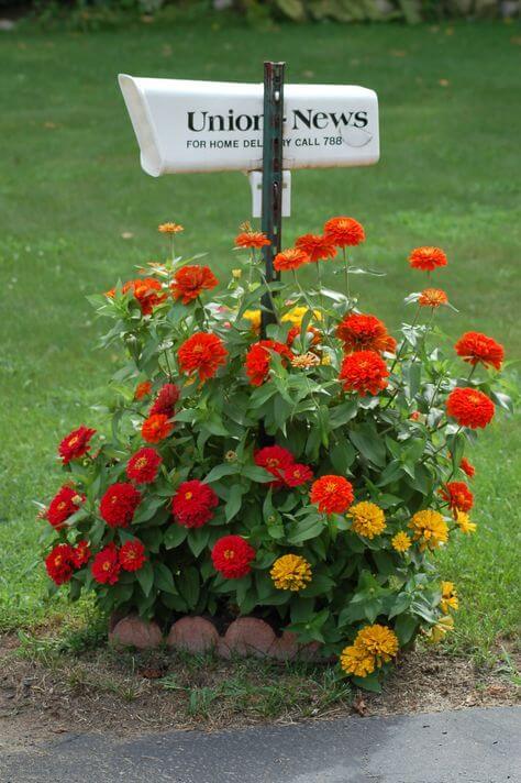 Simple mailbox with flower bed | Best Mailbox Landscaping Ideas