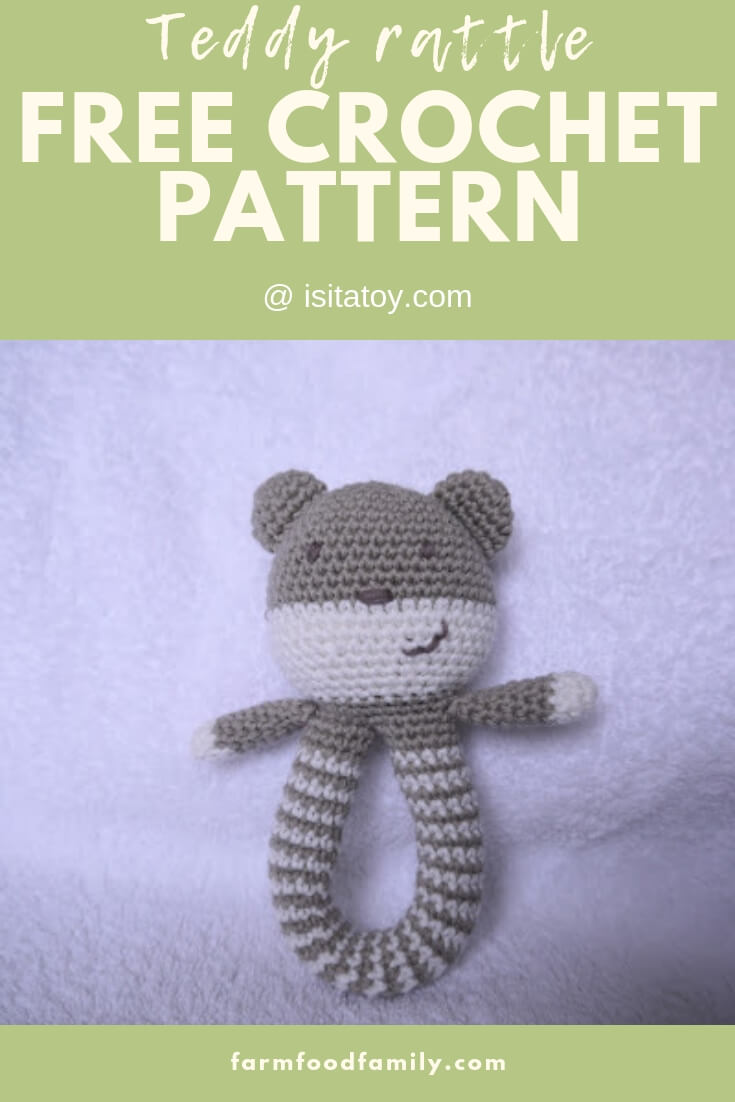 Teddy rattle | Rattle Free Crochet Patterns For Baby