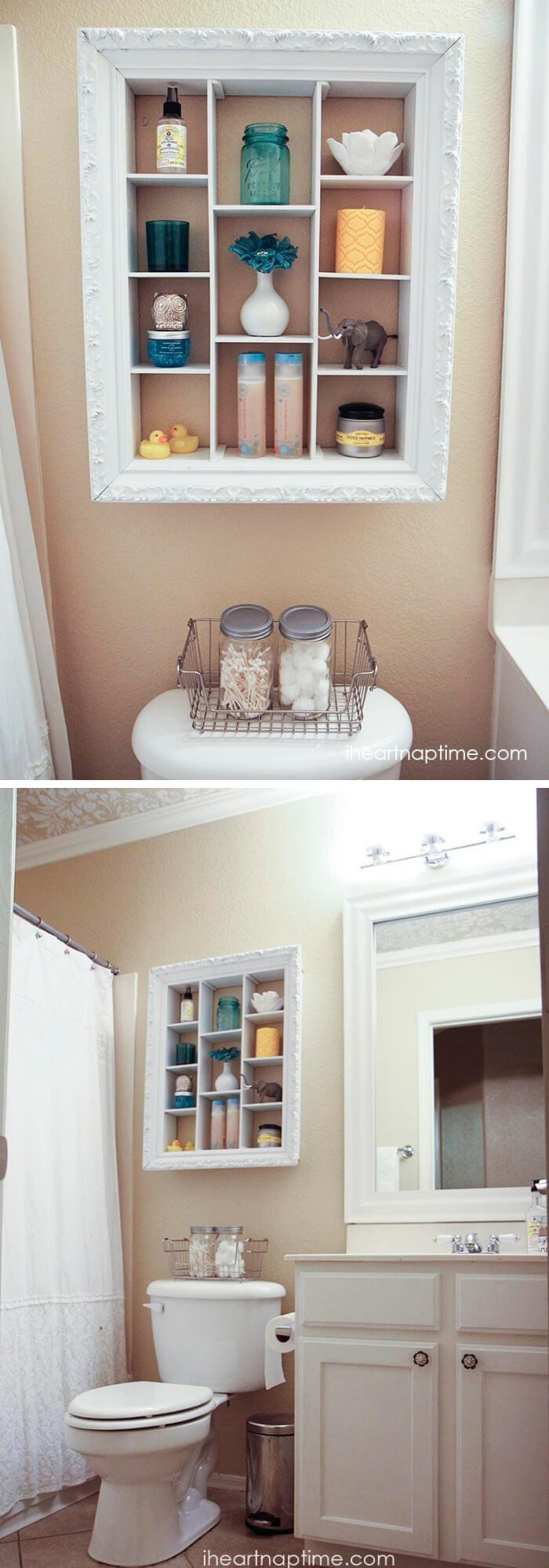 Storage Shelf Makeover | Best Over the Toilet Storage Ideas for Bathroom