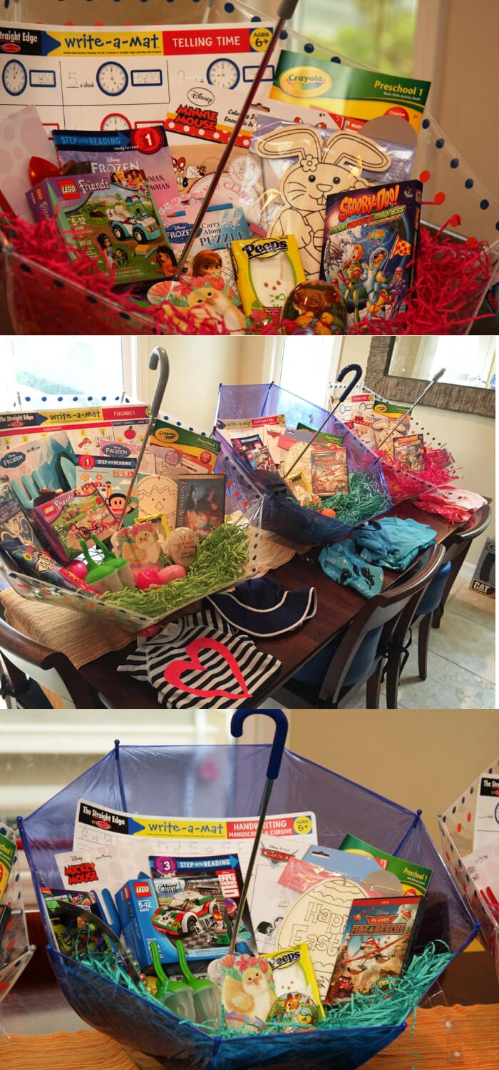 Umbrella Easter Baskets (non candy centered, allergy friendly) | Fun & Creative Easter Basket Ideas