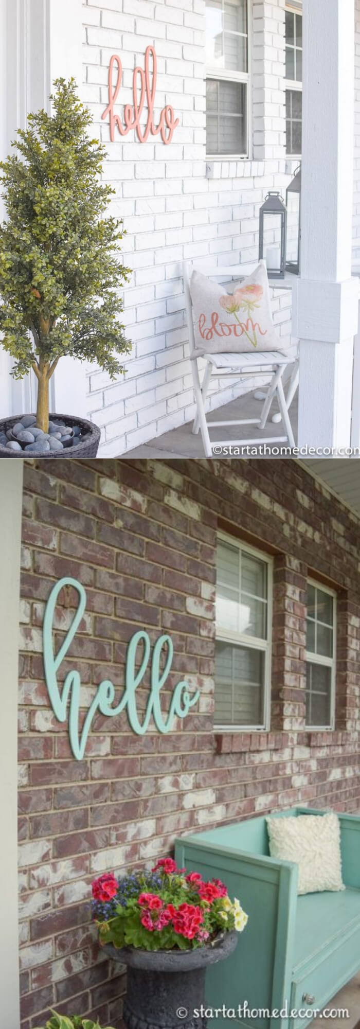 The wall with hello sign | Best Outdoor Wall Decor Ideas