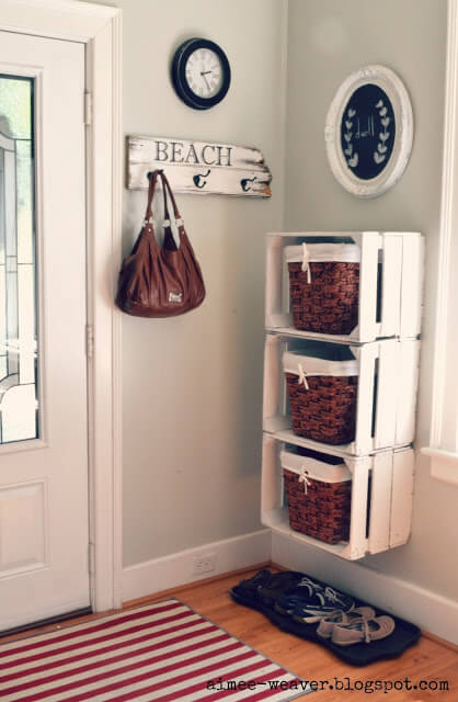 Entryway Shelves | Best DIY Wood Crate Projects & Ideas