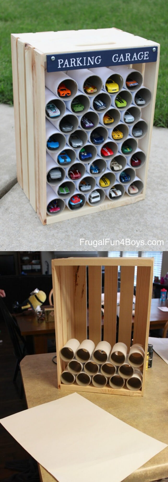 Wooden crate parking garage | Best DIY Wood Crate Projects & Ideas