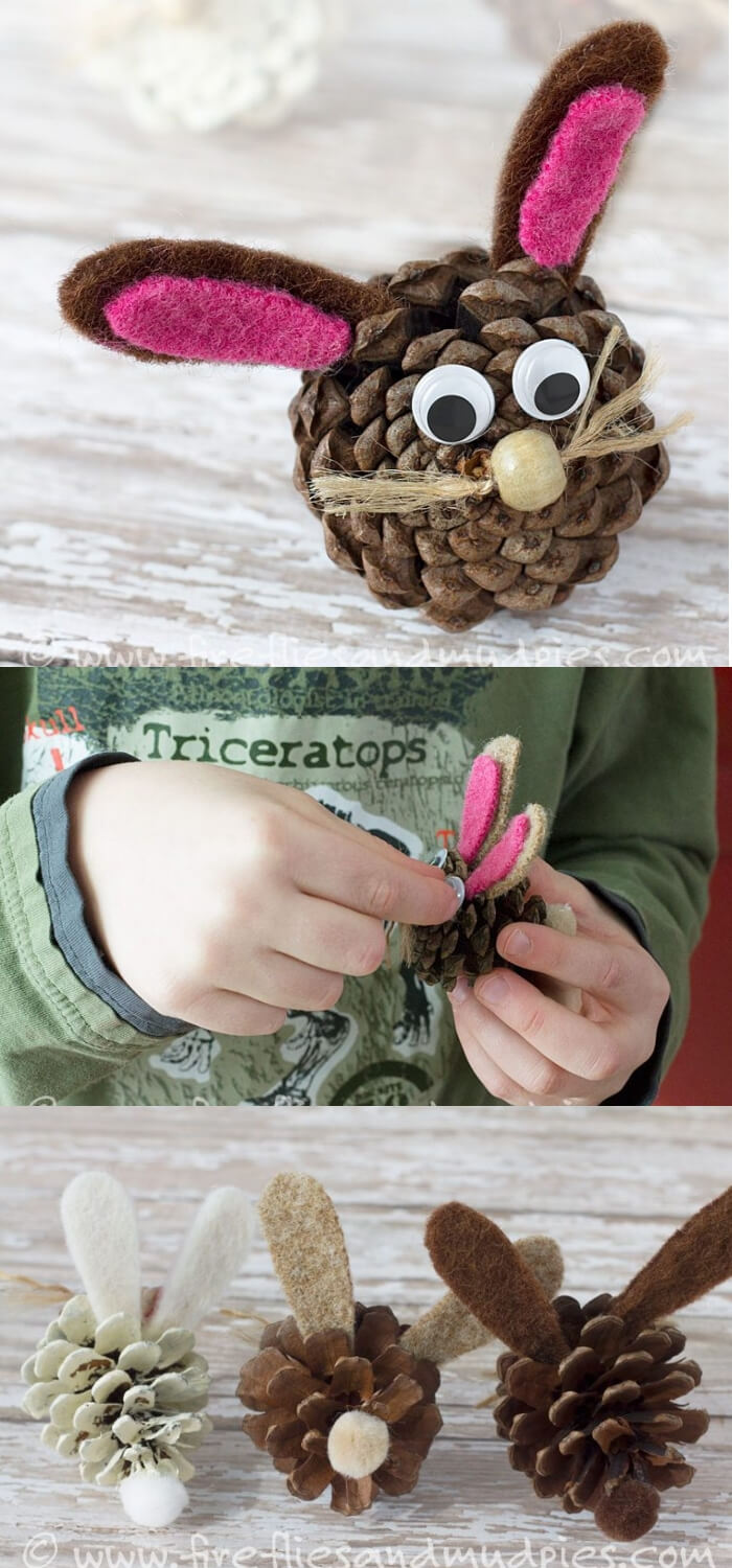Pine Cone Bunnies | Easy & Fun Easter Crafts For Kids