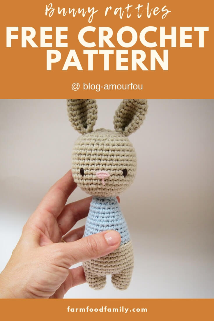 Bunny Rattle with ball | Rattle Free Crochet Patterns For Baby