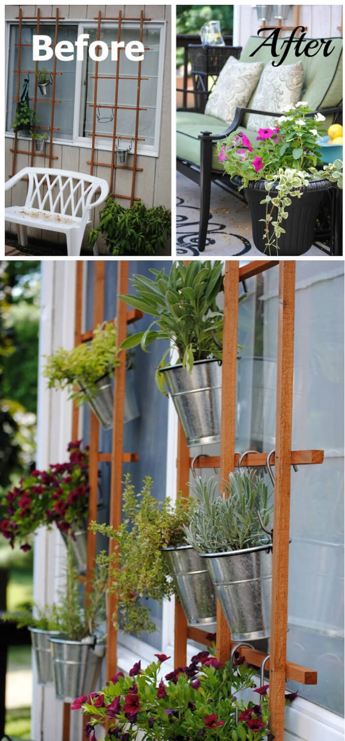 Vertical Herb Trellis Wall | DIY Spring Porch Decor Designs & Ideas