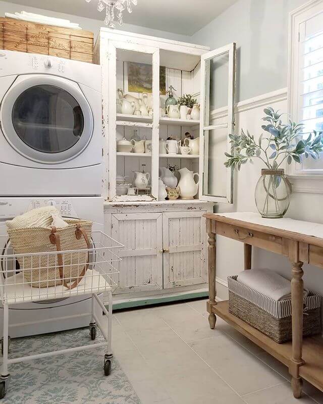 DIY Farmhouse Laundry Room Ideas: 8x10 laundry room makeover with Ironstone and bling