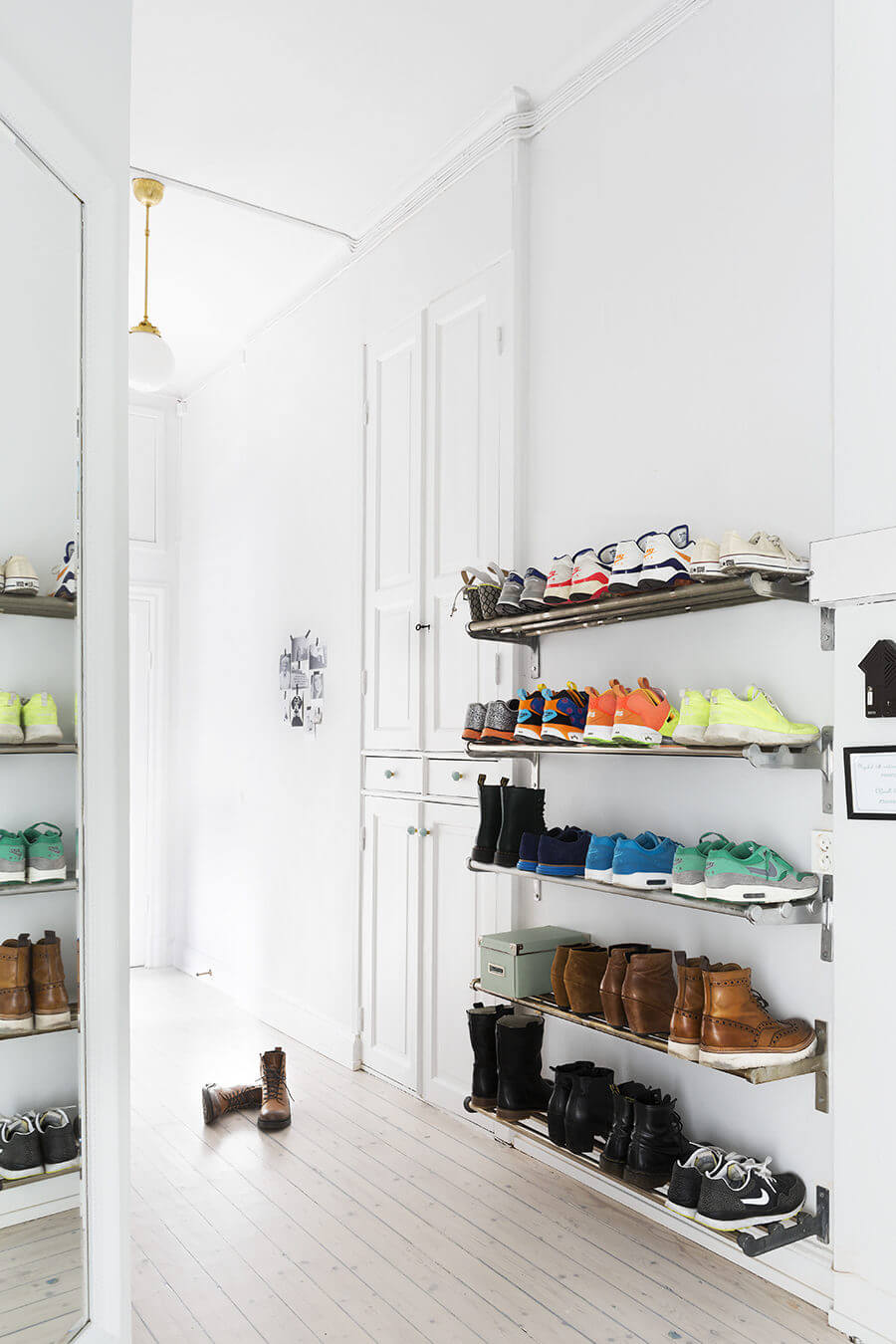 Hallway shelves in Scandinavian Home | Smart Shoe Storage Ideas & Designs For Any Zoom Size