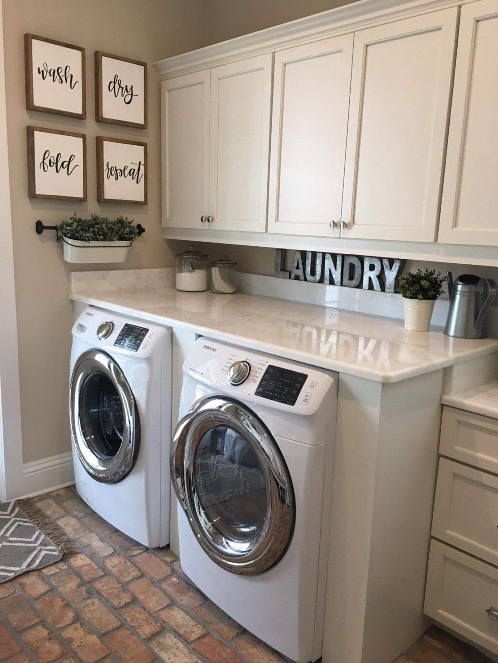 DIY Farmhouse Laundry Room Ideas: Wash Dry Fold Repeat Signs