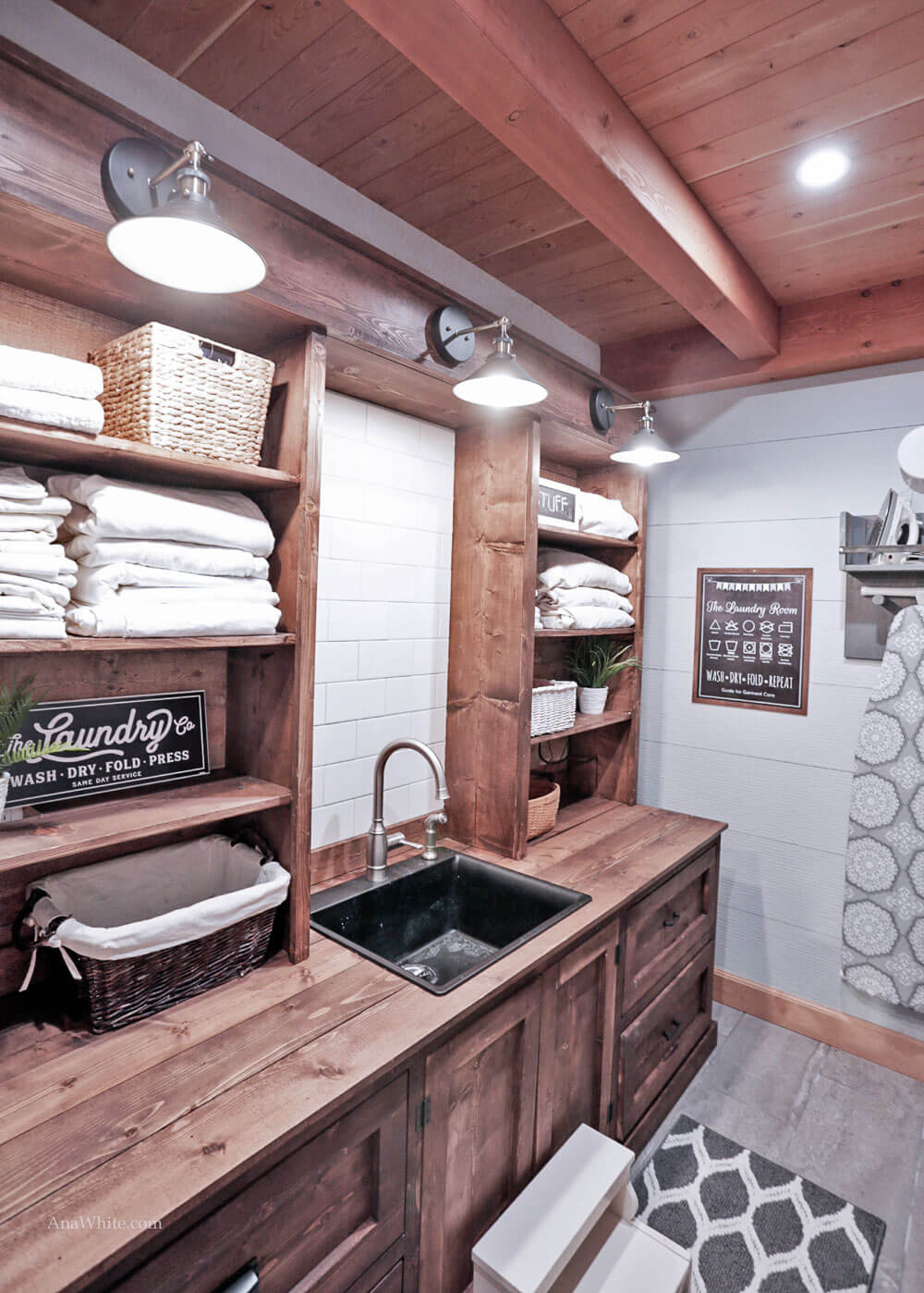DIY Farmhouse Laundry Room Ideas: Laundry Room Cabinet with Hutch