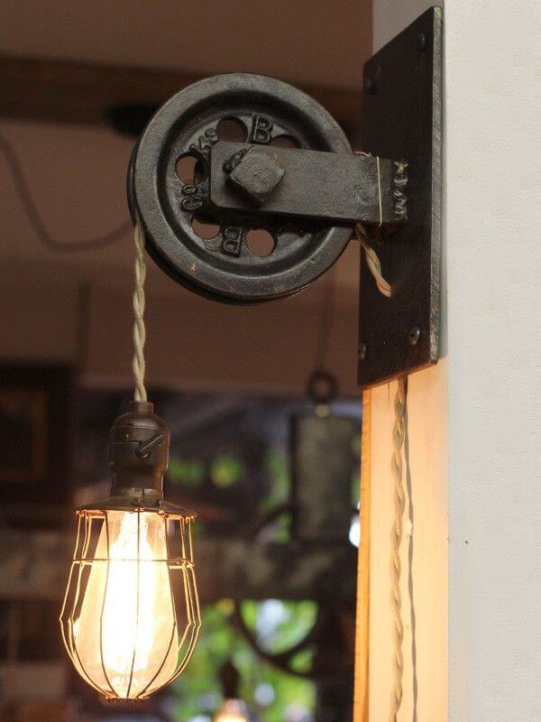 Farmhouse Lighting Designs & Ideas: Rustic Farmhouse Pulley Pendant Light