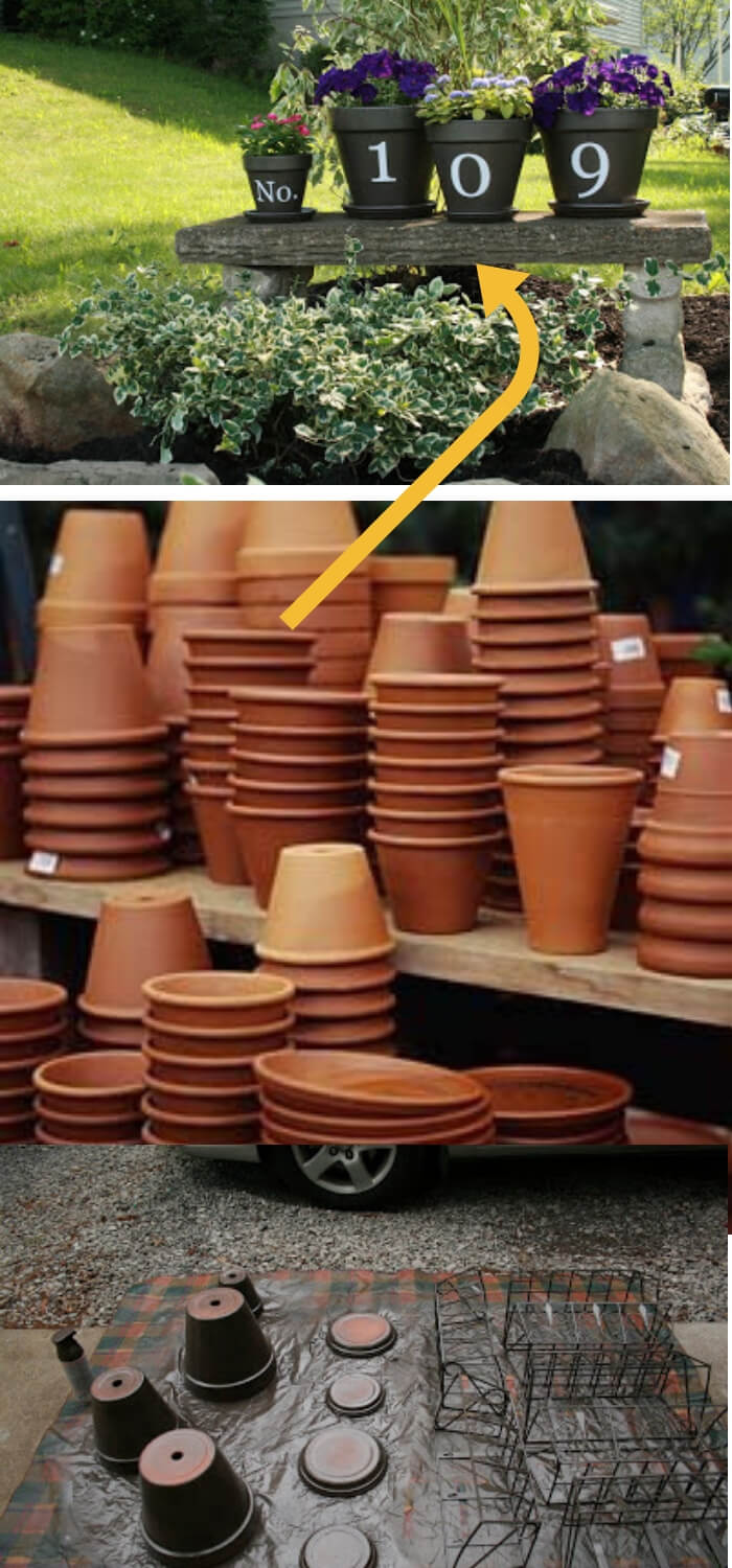 DIY Ideas To Upgrade Your Garden: House number flower pots