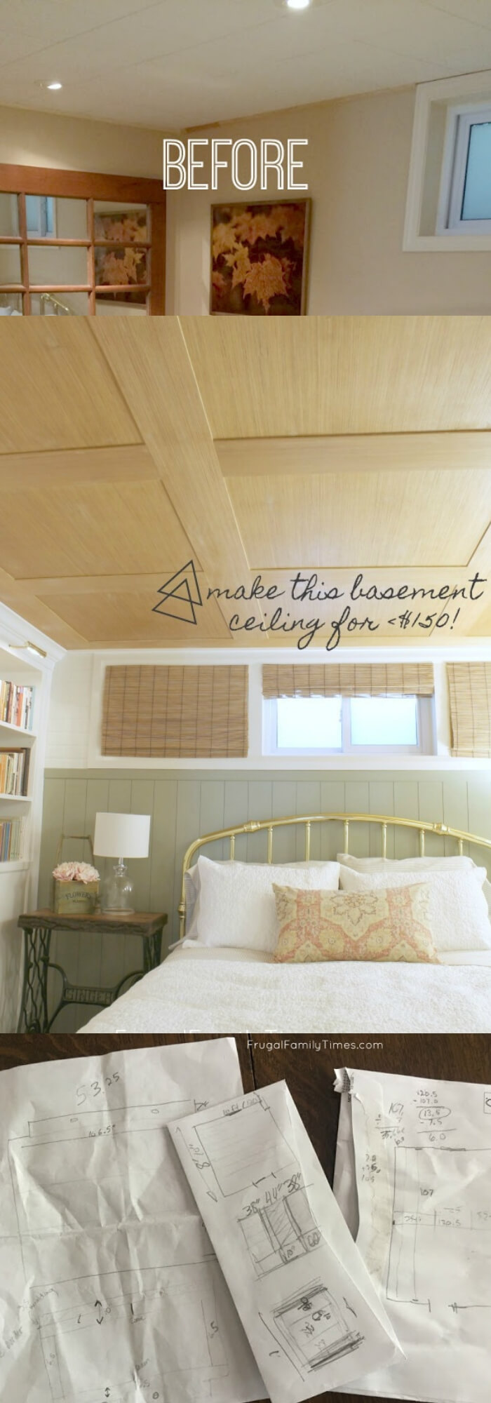 Make a Paneled Wood Basement Ceiling on a Budget