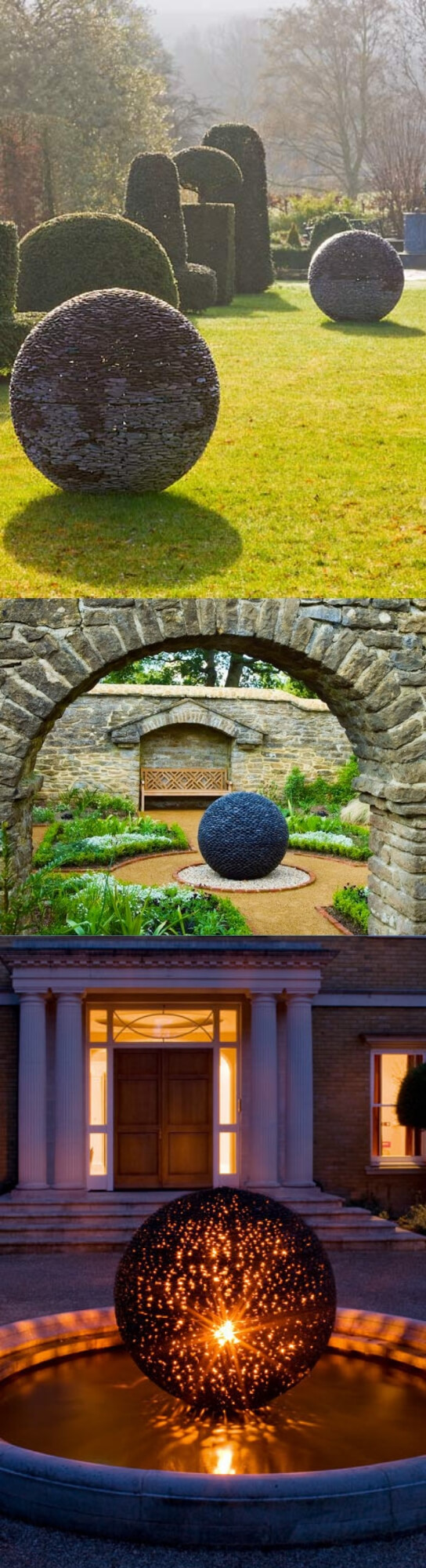 Garden Symmetrical Spheres from River Stones | Best DIY Garden Globe Ideas & Designs