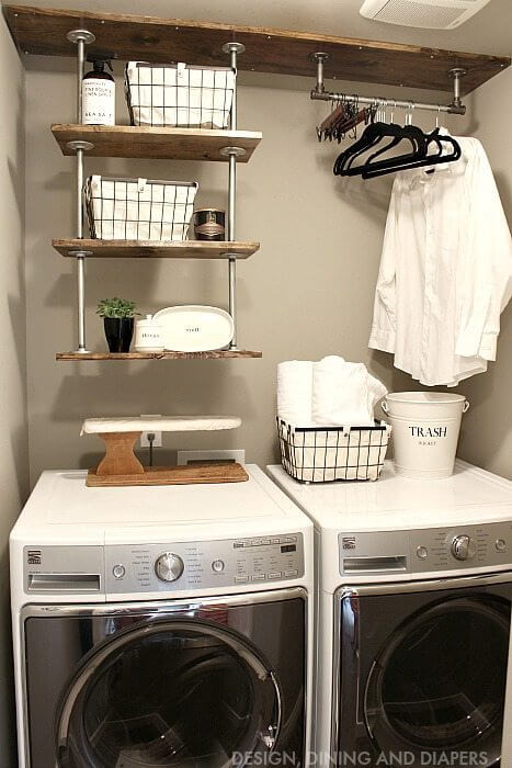 DIY Farmhouse Laundry Room Ideas: Laundry Room Shelving