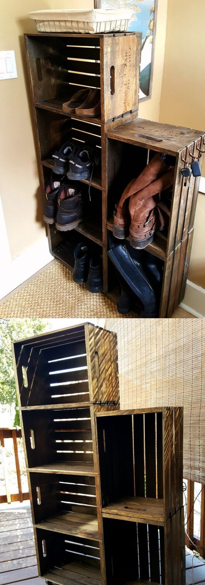 Wooden Crate Shoe Rack | Smart Shoe Storage Ideas & Designs For Any Zoom Size