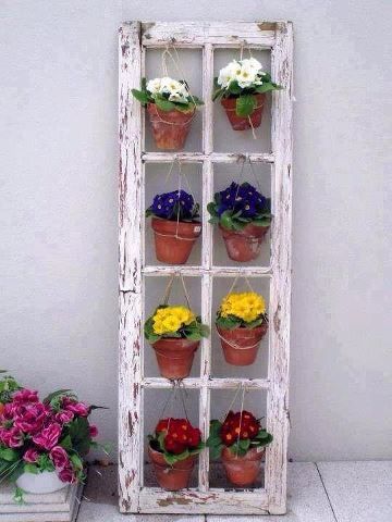 DIY Ideas To Upgrade Your Garden: Hanging Container with old window frames