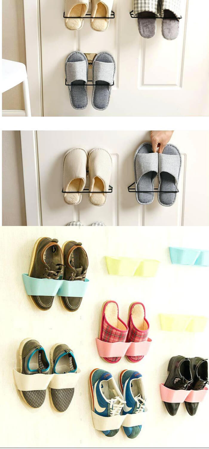 Adhesive Shoes Rack Wall Hanging | Smart Shoe Storage Ideas & Designs For Any Zoom Size