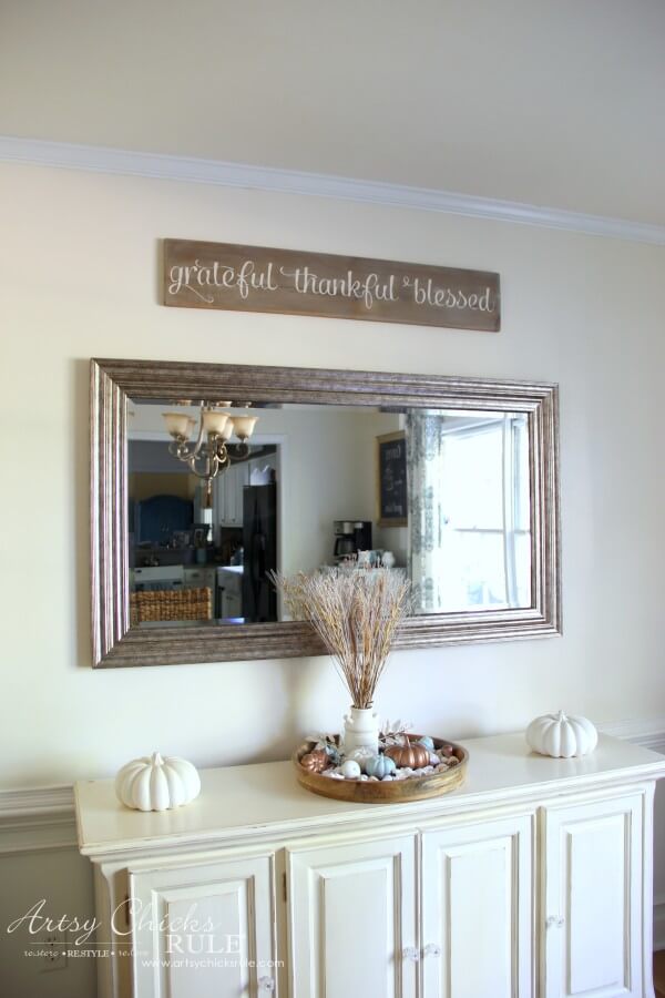 Grateful, Thankful, Blessed  Weathered sign | Stunning Farmhouse Dining Room Design & Decor Ideas