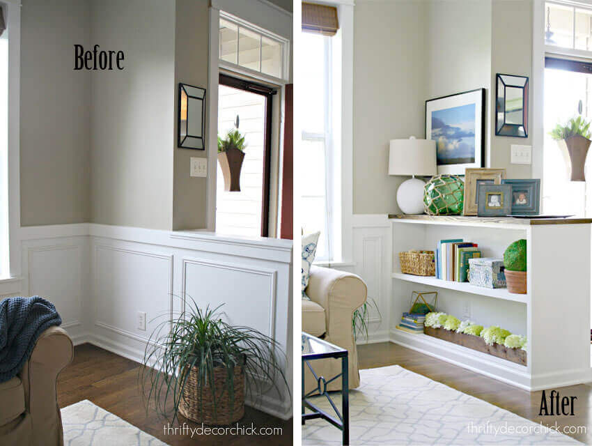 Half Wall Bookcase | Amazing Wainscoting Ideas for Your New Home