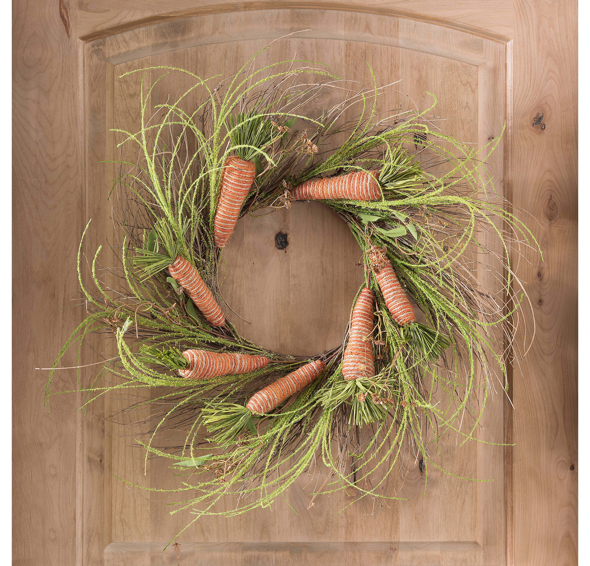 Rattan Carrot Wreath with Twig Sprays | Best DIY Easter Wreath Ideas & Designs