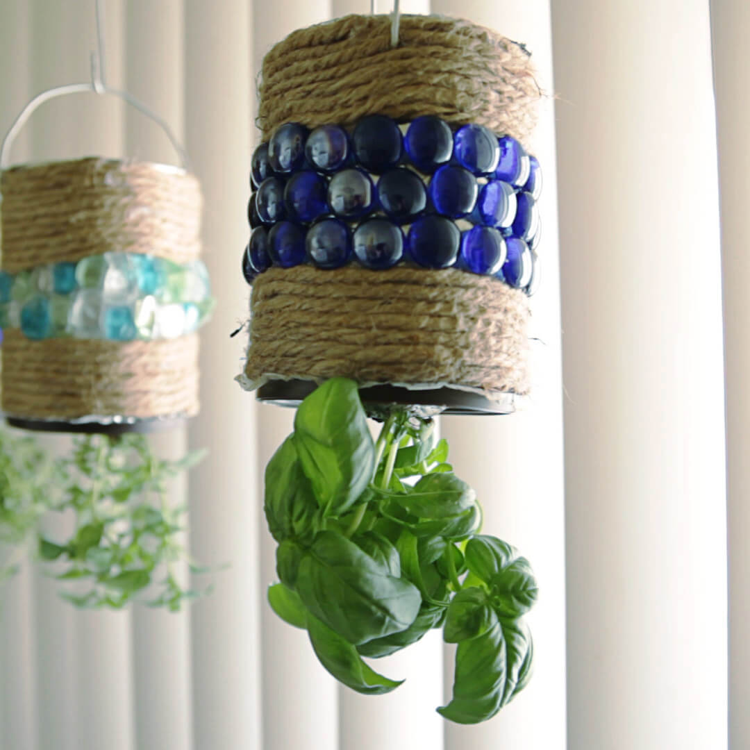 Hanging Herb Garden With An Old Coffee Can