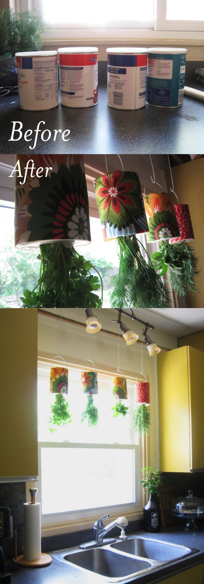 Hanging Herb Garden with snap-on plastic lids