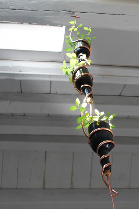 Easy DIY hanging herb garden from wine bottles