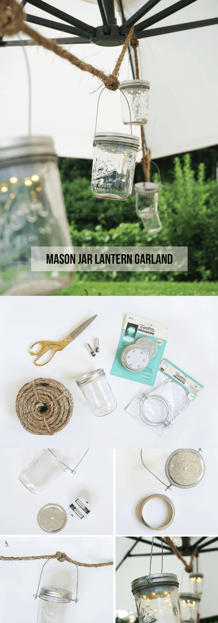 DIY Mason Jar Lantern Garland