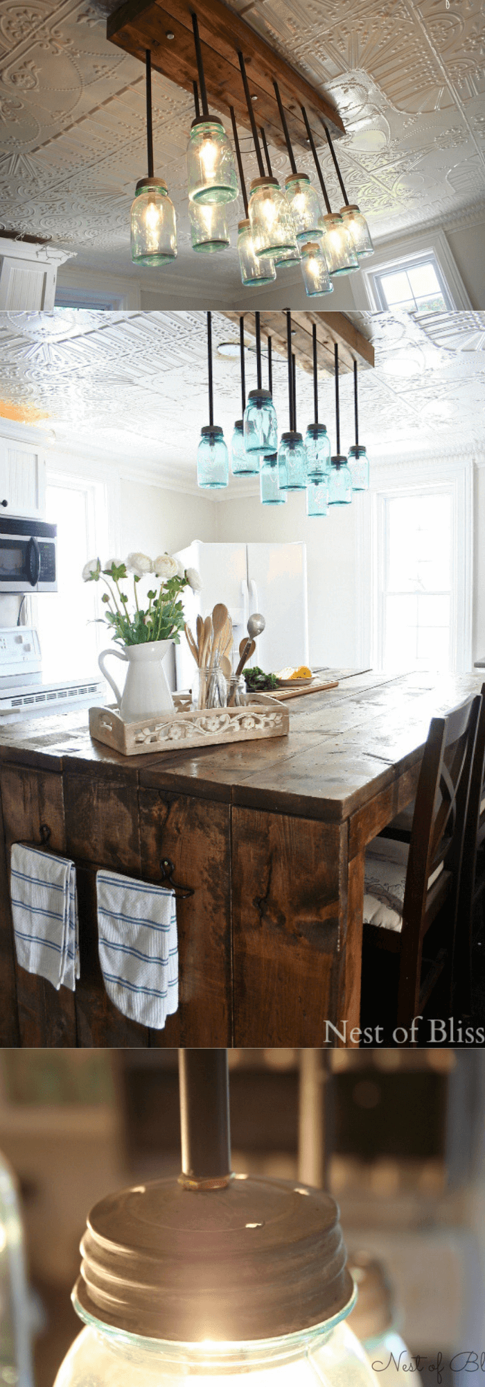 Kitchen Decor Projects With Reclaimed Wood Use plenty of strong wood glue to secure three pieces of wood together with the wood without holes in the middle