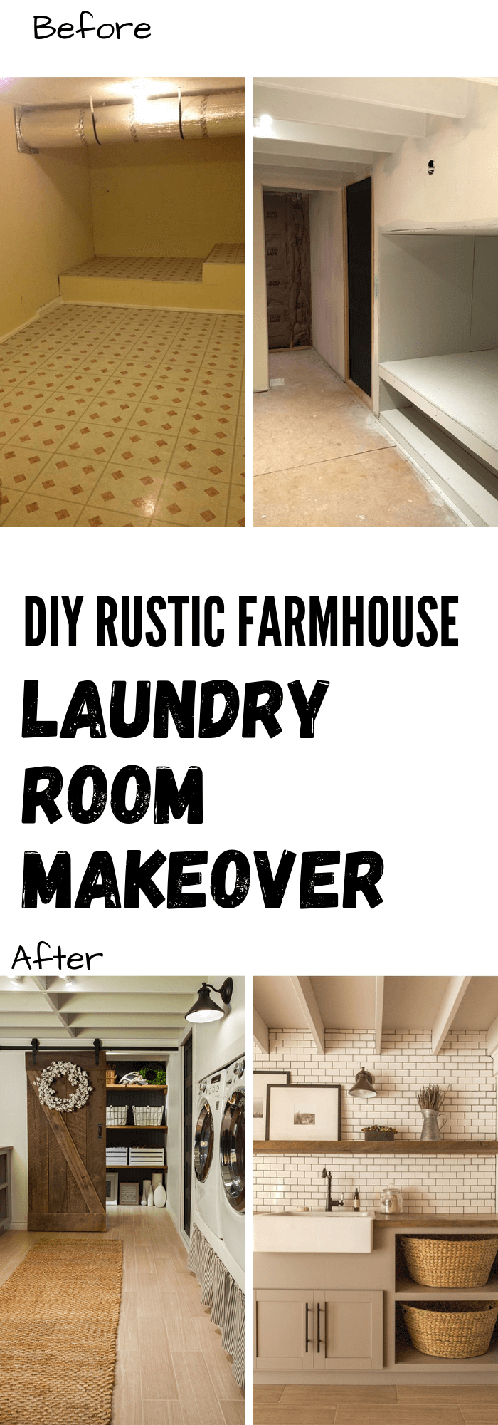 DIY Rustic Farmhouse Laundry Room Makeover