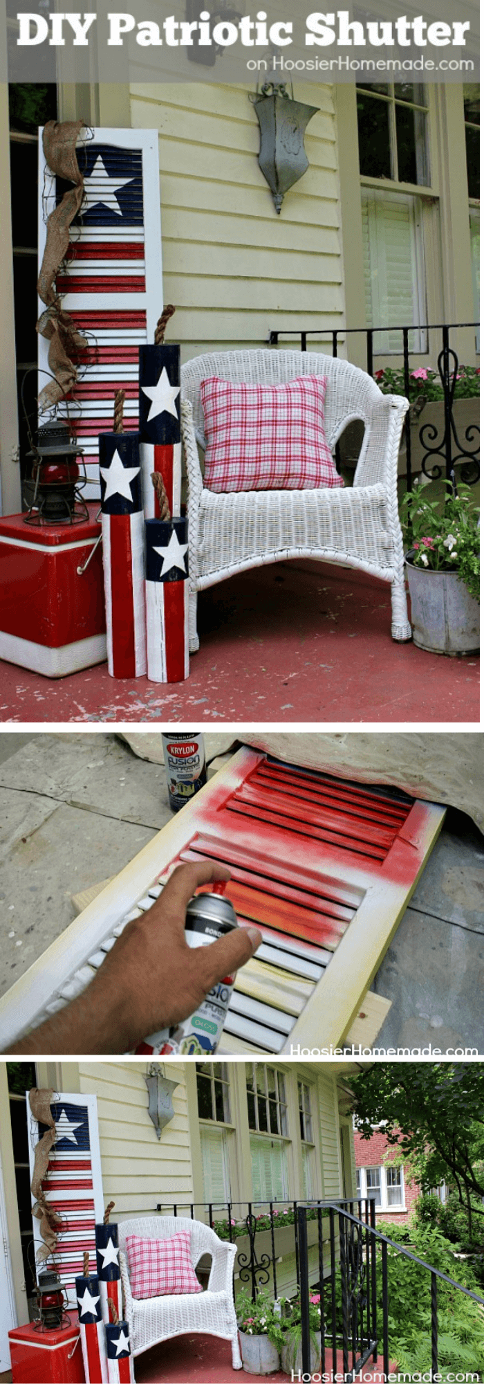 Old Shutter Outdoor Decor Ideas DIY Patriotic Shutter