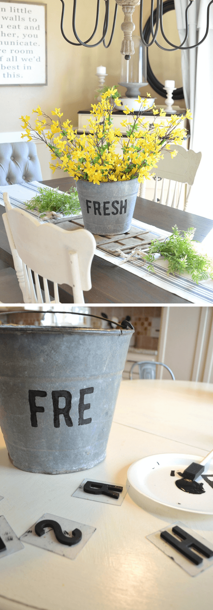 Summer Farmhouse Decor Ideas & Designs DIY bucket of flowers