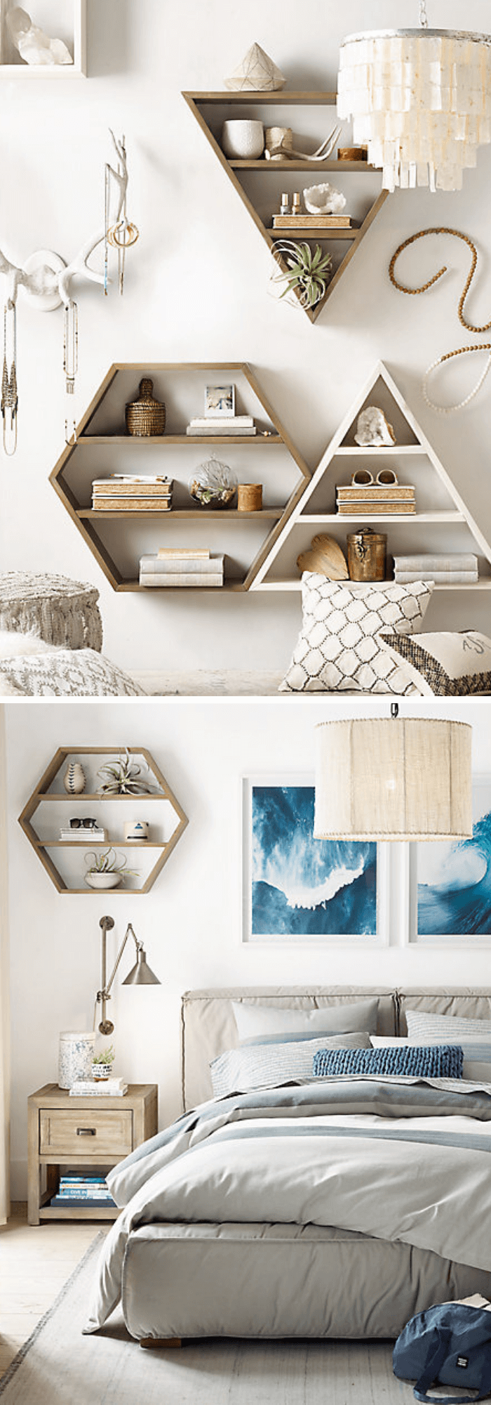 best bedroom organization ideas Hexagon Wood Curio Shelf - Natural