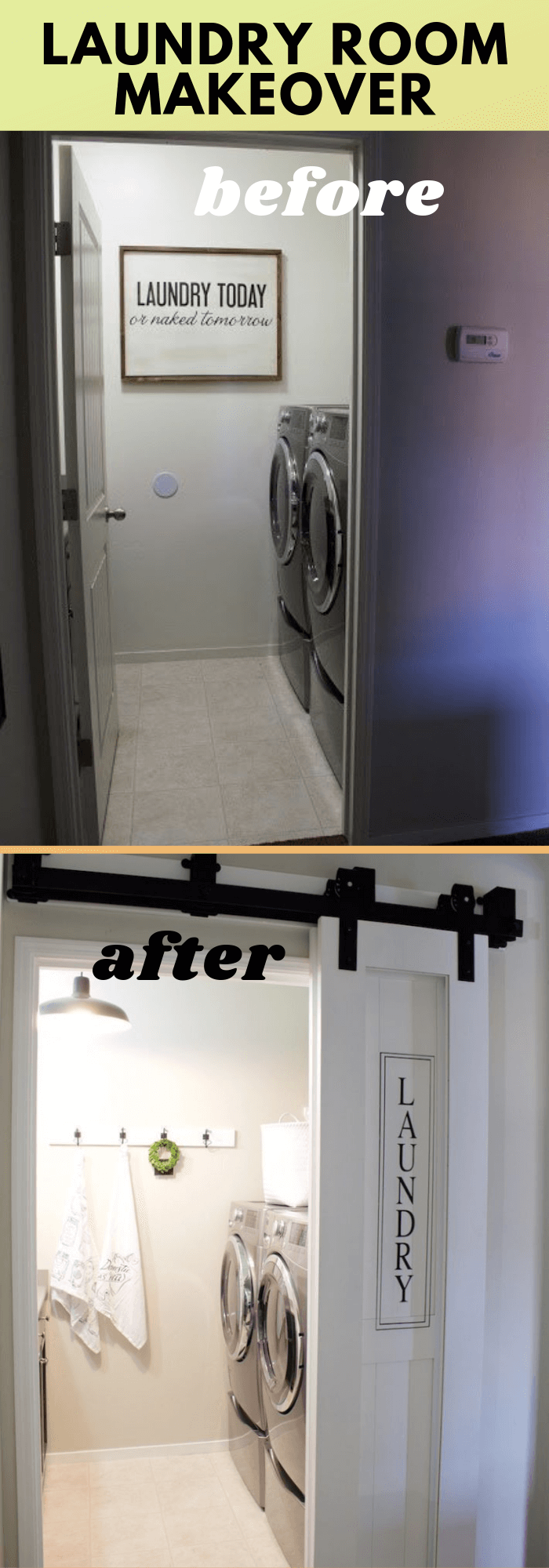 Removing old laundry door and install barn door