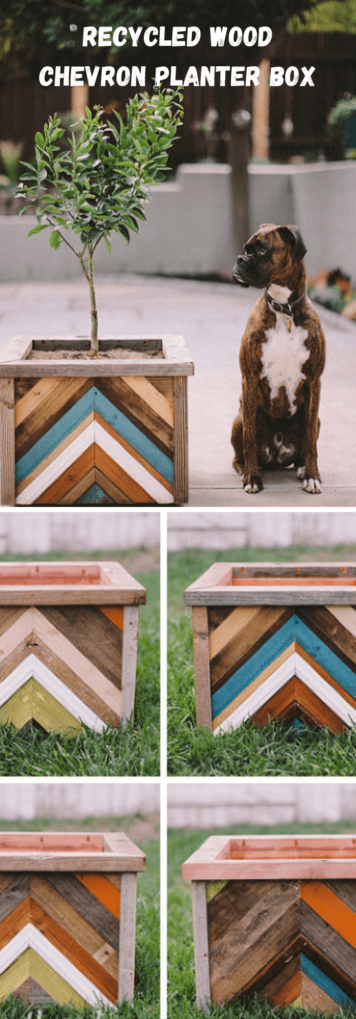 DIY Recycled Wood Chevron Planter Box