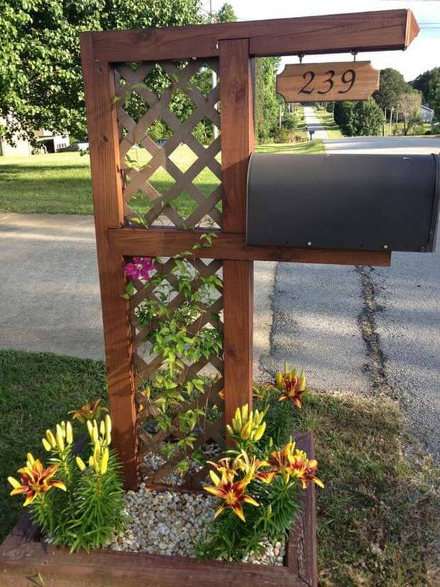 Transform mail box into a small trellis garden