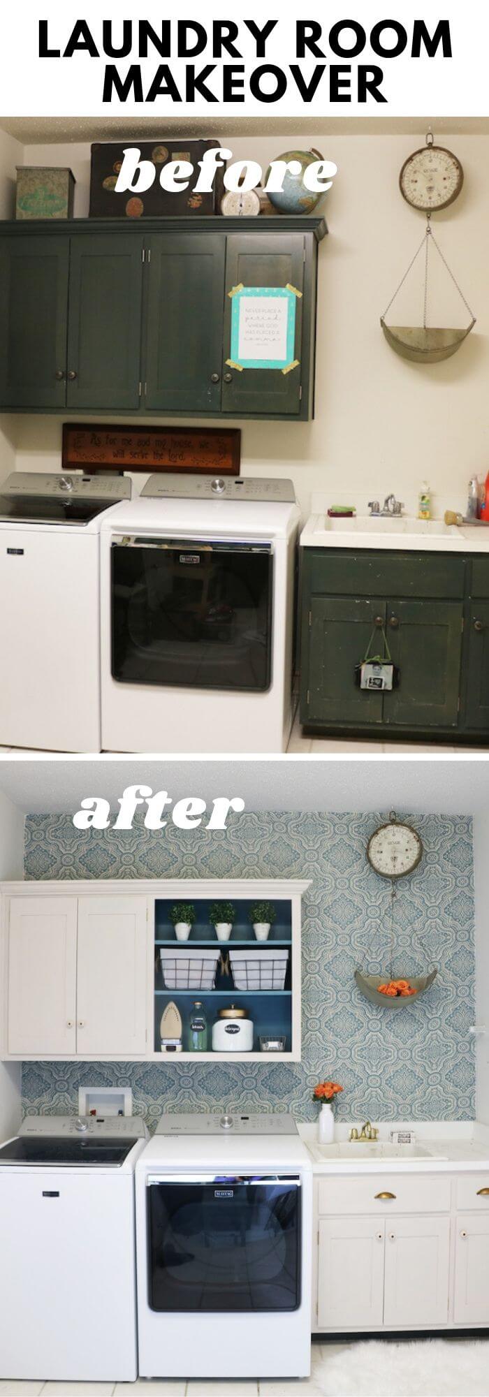 The Linen cabinets with fabric wall