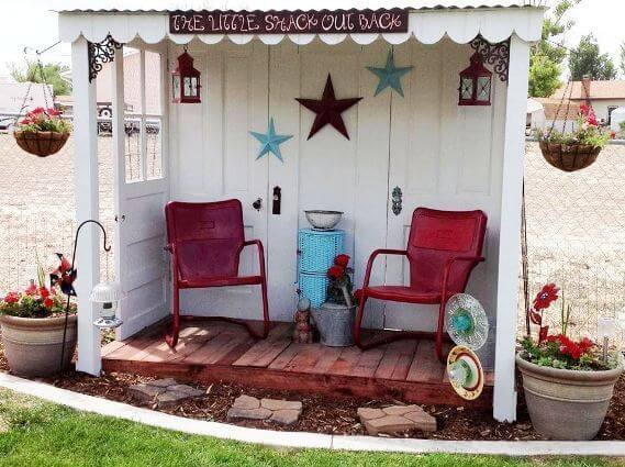 Five discarded doors to make a charming sitting area