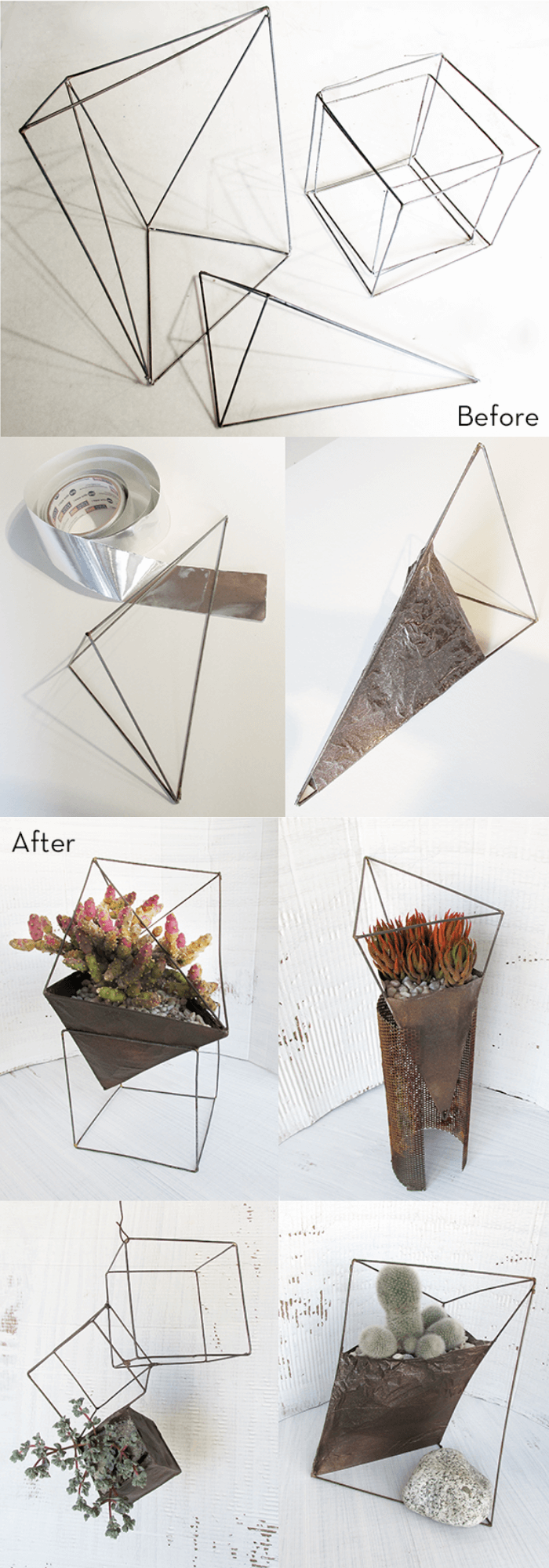 Turn Wire Sculptures into Geometric Succulent Planters