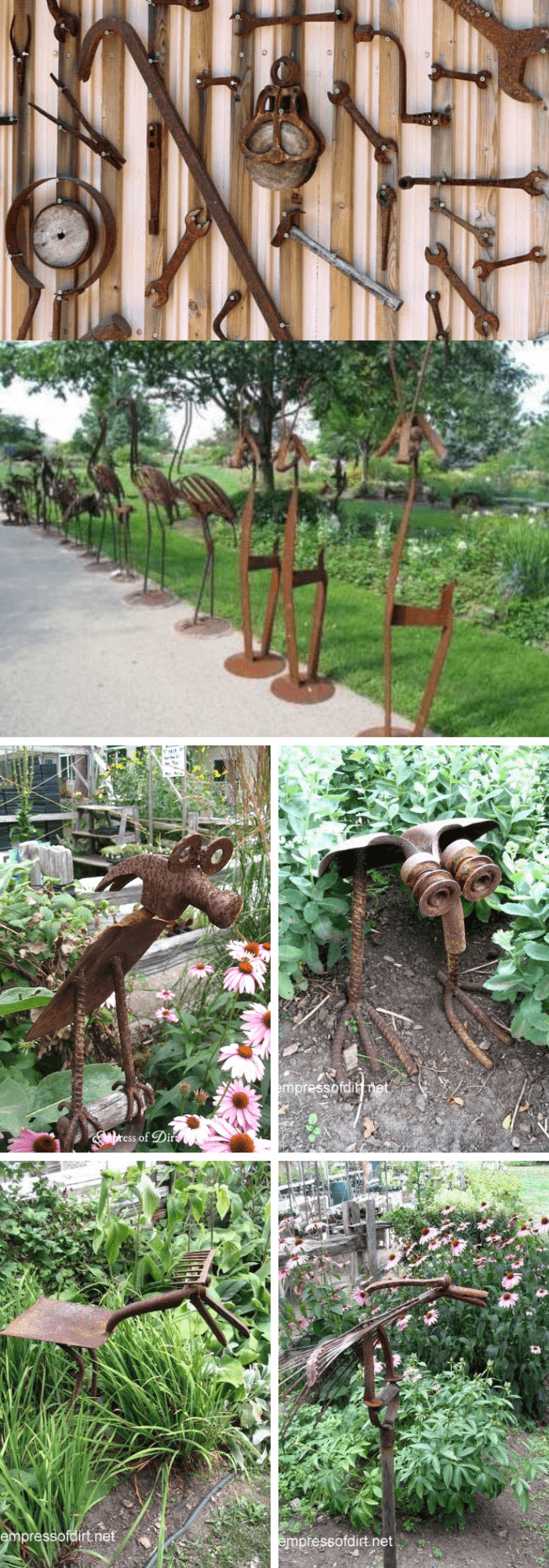 Rusty Metal garden DIY Ideas Rusty garden art from old tools